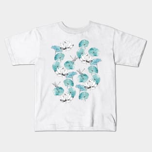 Waterlily dragonfly white Kids T-Shirt